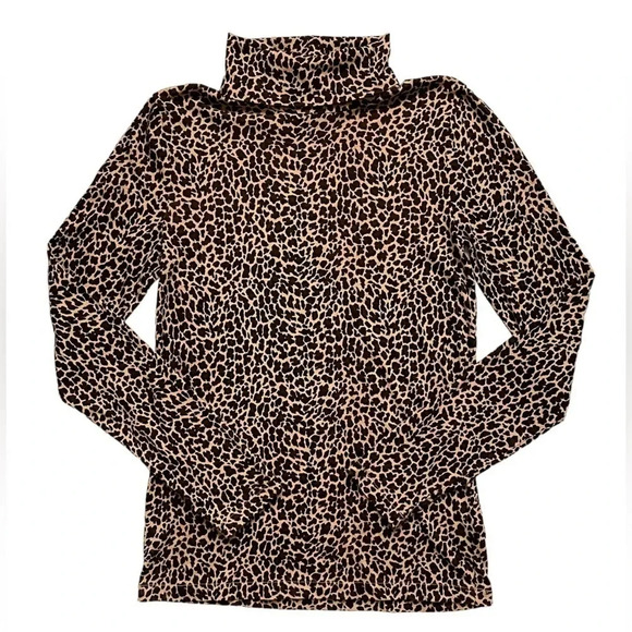 NWOT J.Crew Factory Leopard Printed Tissue Turtleneck - Picture 4 of 7